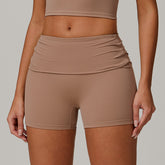 Freemyself recycled Yoga Shorts - Women's Fold-Over High-Waist with Lifting Fit | Quick-Dry Running & Gym