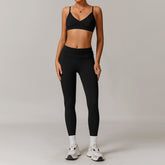 Freemyself recycled Yoga Set - Women's Street-Ready Strappy Bra & Skinny Leggings | Gym to Street Running