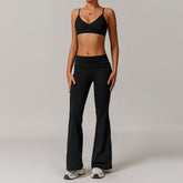 Freemyself recycled Yoga Set - Women's Street-Ready Strappy Bra & Flared Leggings | Gym to Street Running