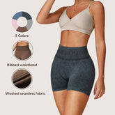 Freemyself Seamless Sandwashed Yoga Shorts High-Waisted Butt-Lifting Shorts Tight-Fitting Running Sports Fitness Yoga Pants