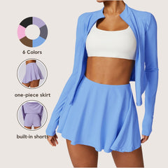 Freemyself Ice-Cool UV-Protective High-Waisted Yoga Skirt (Two-Piece Style) Tennis Sports Fitness Quick-Dry Sun Protection Skirt