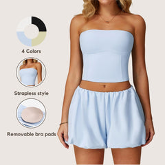 Freemyself Sun Protection Yoga Tank Top Nude-Feel Quick-Dry Breathable Strapless Sports Running Fitness Tank