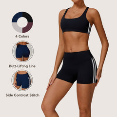 Freemyself Naked-Feel Contrast-Color Yoga Shorts Peach-Tone Tight-Fitting Butt-Lifting Shorts Women's Outerwear Sports Fitness Pants