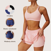 Freemyself Bare-Skin Quick-Dry Yoga Shorts Faux Two-Piece Athletic Butt-Lifting Shorts Running Fitness Yoga Pants