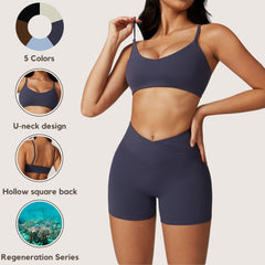 Freemyself recycled Racerback Sports Bra - Women's Quick-Dry Fitness Crop Top with Strappy Back | Yoga, Running, Gym Wear