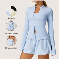 Freemyself Sunscreen Yoga Set Quick-Dry Breathable Cool-Touch Sportswear Women's Running Fitness Three-Piece Set