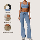 Freemyself UV-Protective Athletic Bell-Bottom Pants High-Waisted Drawstring Design Slightly Flared Fit UV Protection Breathable Cool-Feel Long Pants