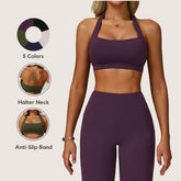 Freemyself Halter Neck Cloud-Sensitive Yoga Bra Cut-Out Back Yoga Top Running Fitness High-Intensity Sports Bra