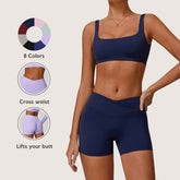 Freemyself Bare-Skin Cross-Front High-Waisted Yoga Shorts Peach-Tone Tight-Fitting Butt-Lifting Athletic Shorts Women's Outerwear Fitness Pants