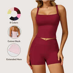 Freemyself Strapless Yoga Tank Top Nude-Feel Backless Slimming Sports Tank Outdoor Running Fitness Wear