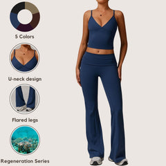 Freemyself recycled Yoga Set - Women's Street-Ready Tank & Flared Leggings | Gym to Street Running