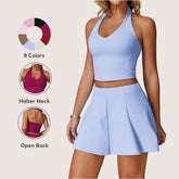 Freemyself Bare-Skin Yoga Tank Top Back-Flattering Quick-Dry Halter Neck Sports Bra Running Fitness Workout Tank Top