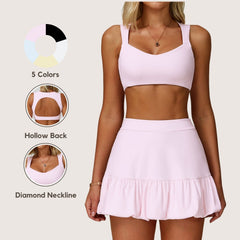 Naked-Feel Yoga Bra for Women - Fitness Running Double-Strap Underwear with Open-Back Design