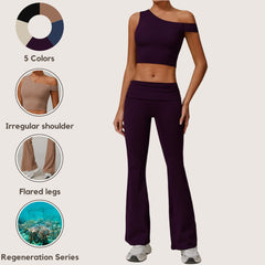 Freemyself recycled Yoga Set - Women's Quick-Breathe Tank & Flared Leggings | Gym to Street Running