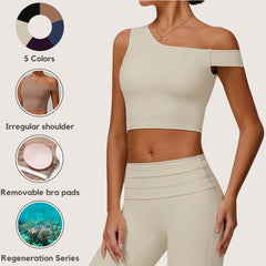 Freemyself recycled Asymmetric Yoga Tank - Women's Single-Shoulder Workout Top | Street-Ready Running & Gym