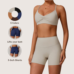 Freemyself High-Waisted Butt-Lifting Yoga Shorts Outerwear Leggings with Tummy-Control for Slimming Running Workouts