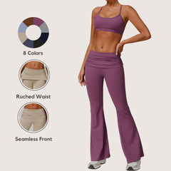 Freemyself Quick-Dry Butt-Lifting Yoga Pants Nude-Feel Casual Wide-Leg Athletic High-Waisted Tight Flared Pants