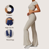 Freemyself Women's Skinny Yoga Pants - Slightly Flared Wide-Leg Running Athletic Pants with High Waist for Fitness