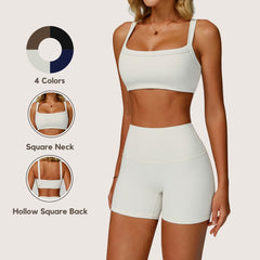 Freemyself Double-Strap Ribbed Yoga Bra with Cutout Back, Form-Fitting Sports Top for Outerwear, Running & Fitness Wear