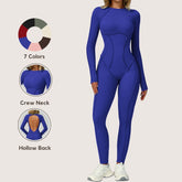 Brushed Contrast-Color Yoga Jumpsuit with Cutout Back Women's 3D-Fitted Yoga Wear for Workouts and Fitness