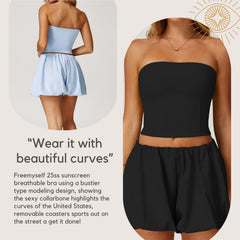 Freemyself Sun Protection Yoga Tank Top Nude-Feel Quick-Dry Breathable Strapless Sports Running Fitness Tank