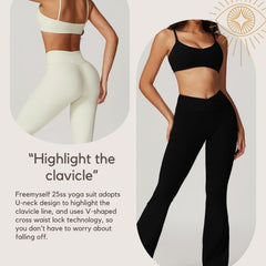 Freemyself recycled Yoga Set - Women's Quick-Dry Fitness Outfit with Strappy Bra & Flared Leggings | Running, Gym Wear