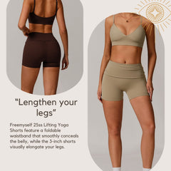 Freemyself recycled Yoga Shorts - Women's Fold-Over High-Waist with Lifting Fit | Quick-Dry Running & Gym