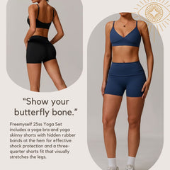 Freemyself recycled Yoga Set - Women's Street-Ready Strappy Bra & Workout Shorts | Gym to Street Running