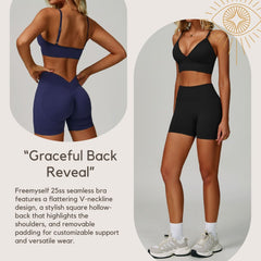 Freemyself Double-Strap Seamless Yoga Bra with Flattering Back Design Quick-Dry Sports Top for Outerwear Running, Fitness, and Yoga Wear