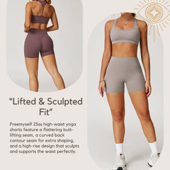 Freemyself Bare-Skin Yoga Shorts for Women High-Waisted Quick-Dry Tight-Fitting Slimming Shorts Running Sports Fitness Pants