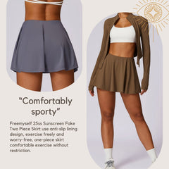 Freemyself Ice-Cool UV-Protective High-Waisted Yoga Skirt (Two-Piece Style) Tennis Sports Fitness Quick-Dry Sun Protection Skirt