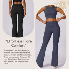 Freemyself Quick-Dry Butt-Lifting Yoga Pants Nude-Feel Casual Wide-Leg Athletic High-Waisted Tight Flared Pants