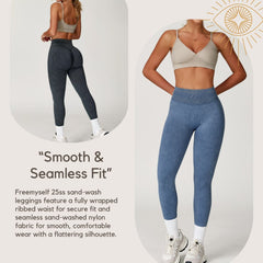 Freemyself Seamless Sandwashed Yoga Pants High-Waisted Butt-Lifting Leggings Running, Fitness, Yoga Long Pants