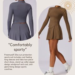 Freemyself Summer Outdoor UV-Protective Long-Sleeve Sun Protection Jacket Quick-Dry Ice-Silk Cooling Running Yoga Sports Set