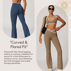 Freemyself Bare-Skin Feel Yoga Leggings Slightly Flared Cross-Front High-Waisted Wide-Leg Bell-Bottom Pants Women's Athletic Fitness Pants