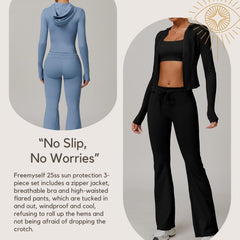 Freemyself UV-Protective Running Set Breathable, Quick-Dry, Cool-Touch Sun Protection Three-Piece Set