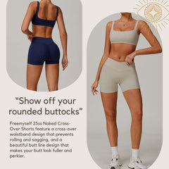 Freemyself Bare-Skin Cross-Front High-Waisted Yoga Shorts Peach-Tone Tight-Fitting Butt-Lifting Athletic Shorts Women's Outerwear Fitness Pants