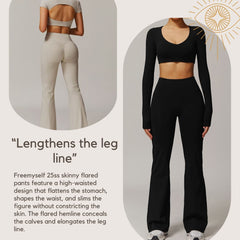 Freemyself Women's Skinny Yoga Pants - Slightly Flared Wide-Leg Running Athletic Pants with High Waist for Fitness