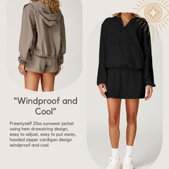 Freemyself Quick-Dry Sports Sunscreen Jacket Cooling, Breathable Hooded Zipper Jacket UV Protection Sunscreen Clothing