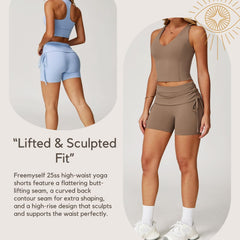 Freemyself High-Waisted Naked-Feel Tight-Fitting Yoga Shorts with Drawstring Outerwear Casual Pants Pilates Workout Shorts for Women