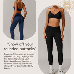 Freemyself recycled Yoga Set - Women's Street-Ready Strappy Bra & Skinny Leggings | Gym to Street Running