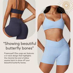 Freemyself recycled Yoga Set - Women's Quick-Dry Strappy Bra & Workout Shorts | Running, Gym Wear