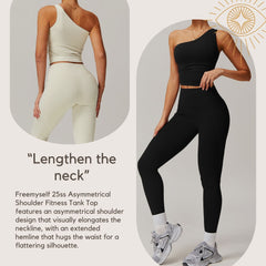 Freemyself Asymmetric One-Shoulder Waist-Defining Yoga Tank Top Quick-Dry Sports Shaping Underwear Running Fitness Tank Top