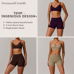 Freemyself recycled Yoga Set - Women's Street-Ready Strappy Bra & Workout Shorts | Gym to Street Running