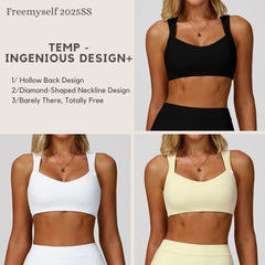 Naked-Feel Yoga Bra for Women - Fitness Running Double-Strap Underwear with Open-Back Design