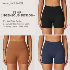 Freemyself Bare-Skin Yoga Shorts for Women High-Waisted Quick-Dry Tight-Fitting Slimming Shorts Running Sports Fitness Pants