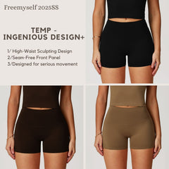 Women's Brushed Fleece-Lined Yoga Shorts - High-Waisted Butt-Lifting Activewear for Running & Fitness