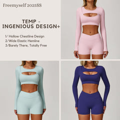 Bare-Skin Feel Tight-Fitting Yoga Long-Sleeve Shock-Absorbing Sports Mesh T-Shirt for Running, Fitness, and Yoga