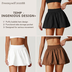 Freemyself Quick-Dry Tennis Skirt Anti-Exposure Lining Breathable Pockets Flared Skirt Running Sports Skirt