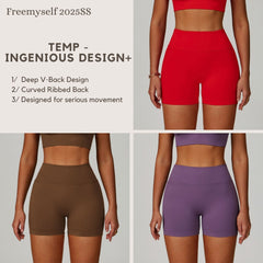 Freemyself Seamless Knit Yoga Shorts for Women with V-Shaped Waistband Outerwear Running Sports Quick-Dry Fitness Pants